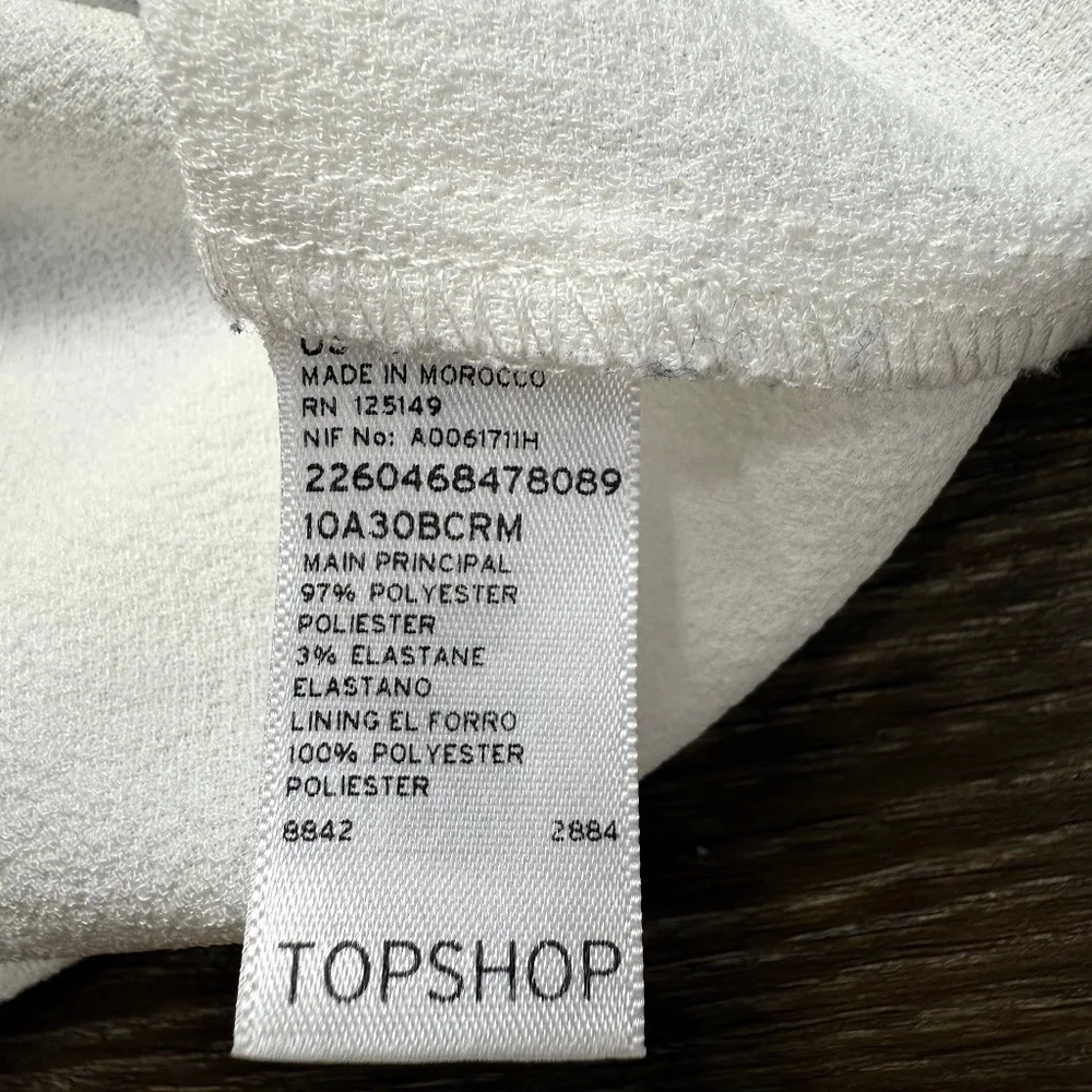 TopShop Pocket Shift Dress, V-Neck, White, Size 4, Polyester, Summer - Picture 9 of 13